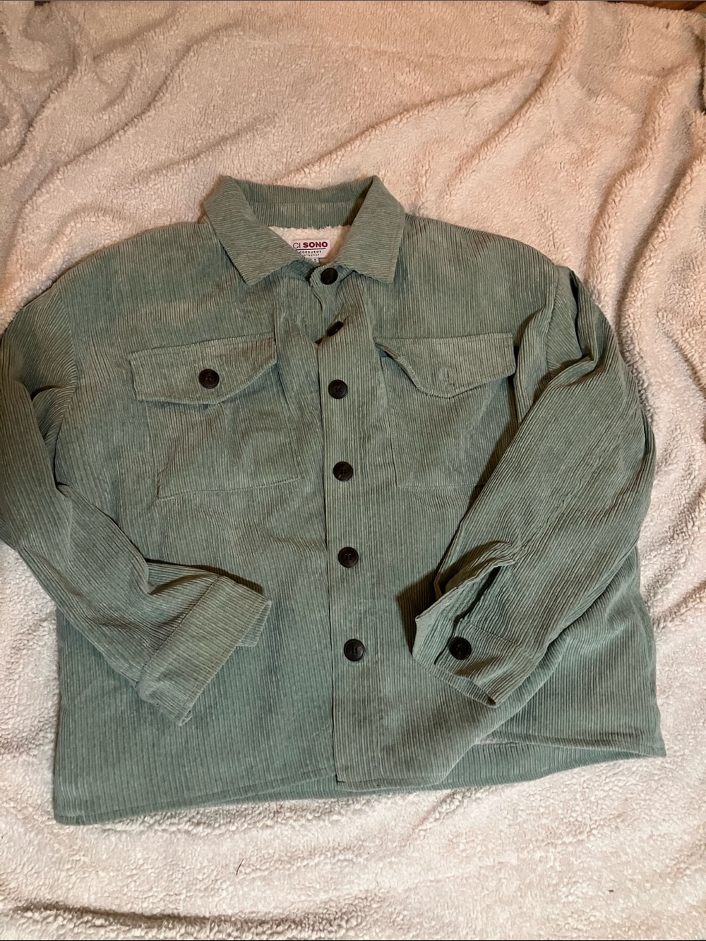 Ci Sono Men's Corduroy Shirt Jacket in Sage Green